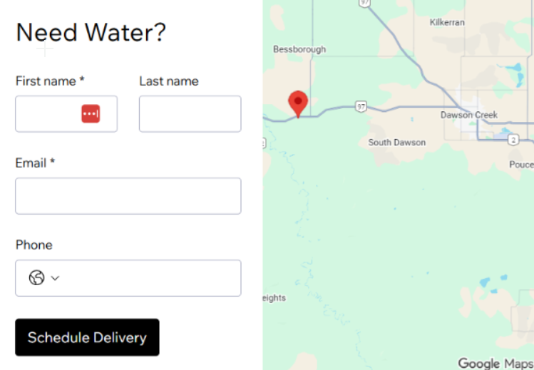 Need Water? Open the delivery request form